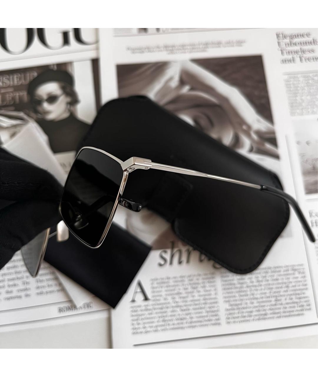SAINT LAURENT Черные металлические солнцезащитные очки, фото 4