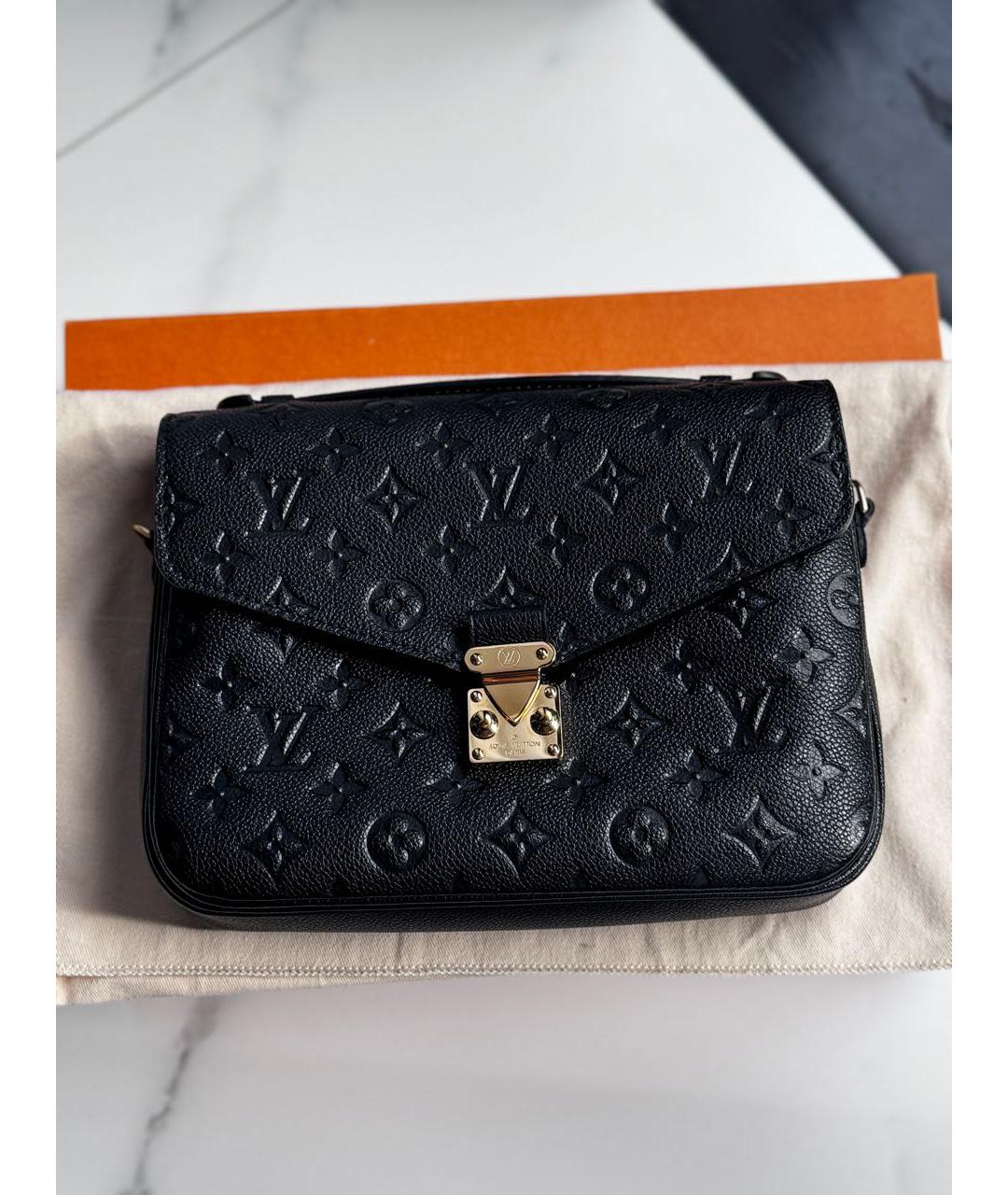 LOUIS VUITTON Черная кожаная сумка через плечо, фото 9