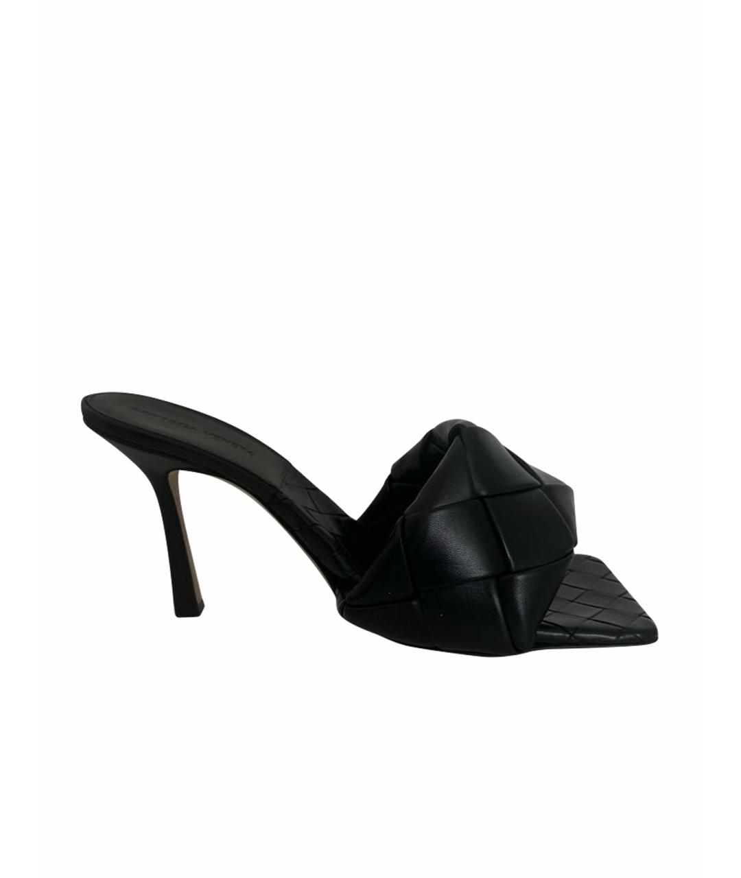 BOTTEGA VENETA Черные кожаные босоножки, фото 8