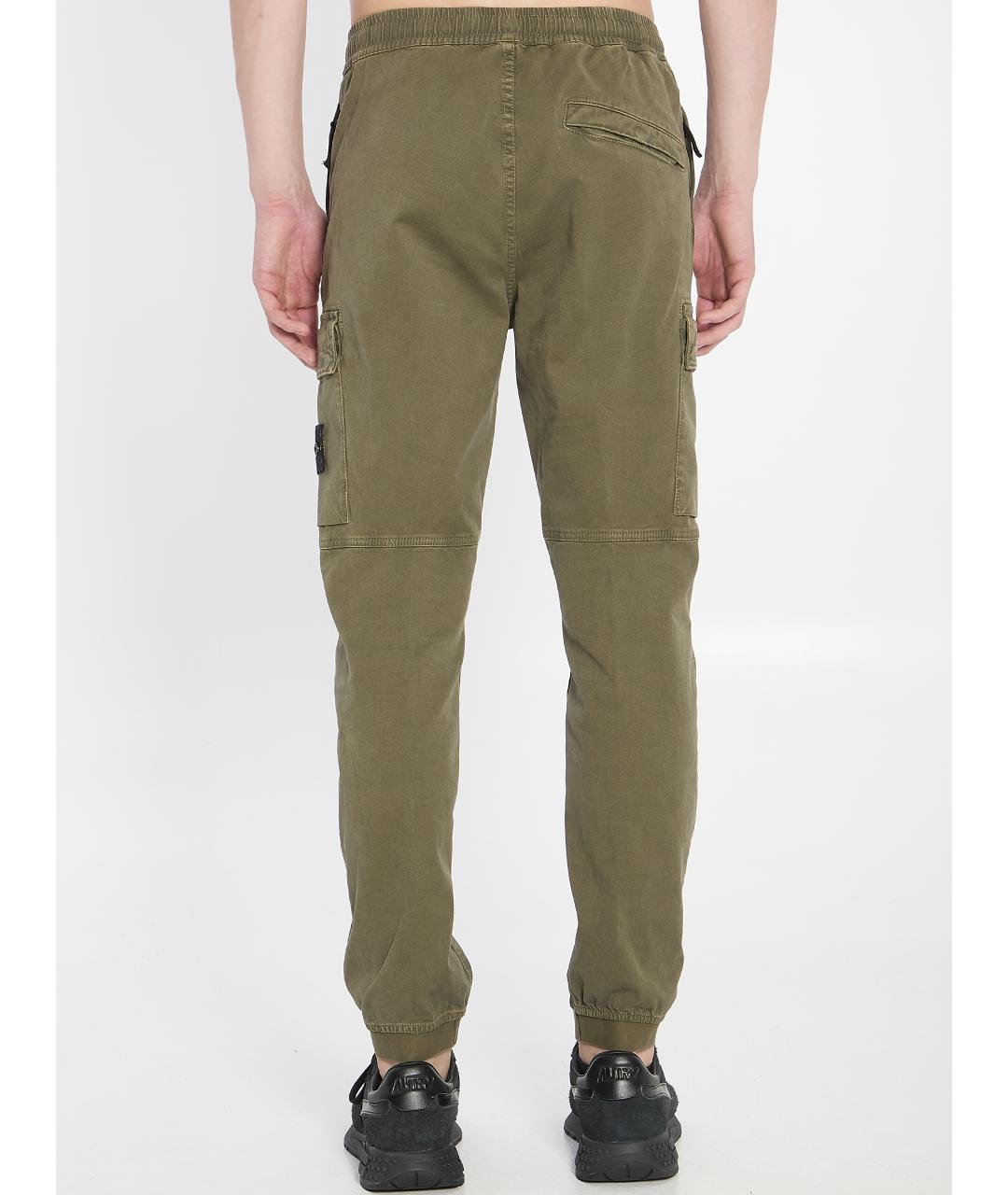 STONE ISLAND Зеленые хлопковые повседневные брюки, фото 4