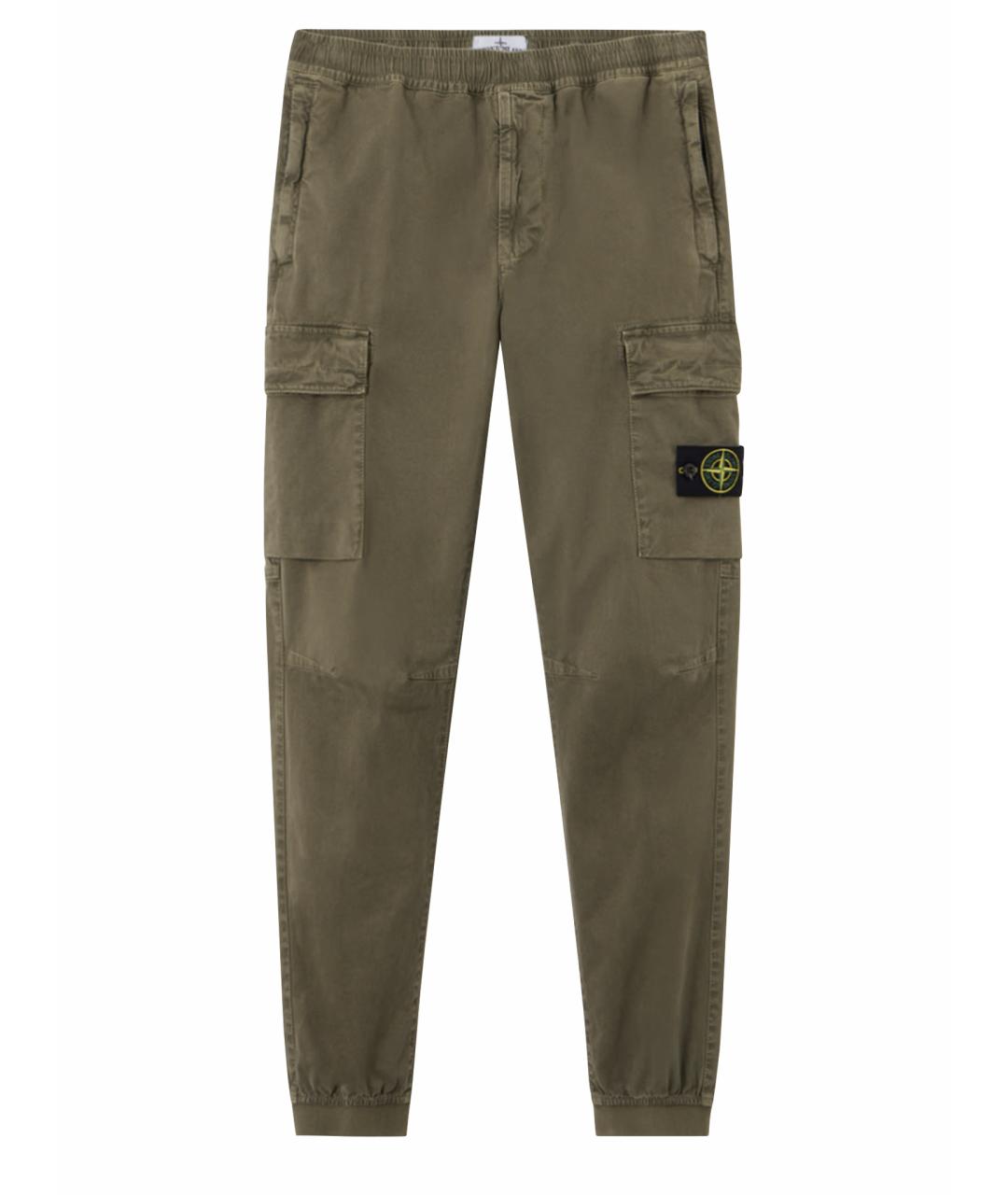STONE ISLAND Зеленые хлопковые повседневные брюки, фото 1