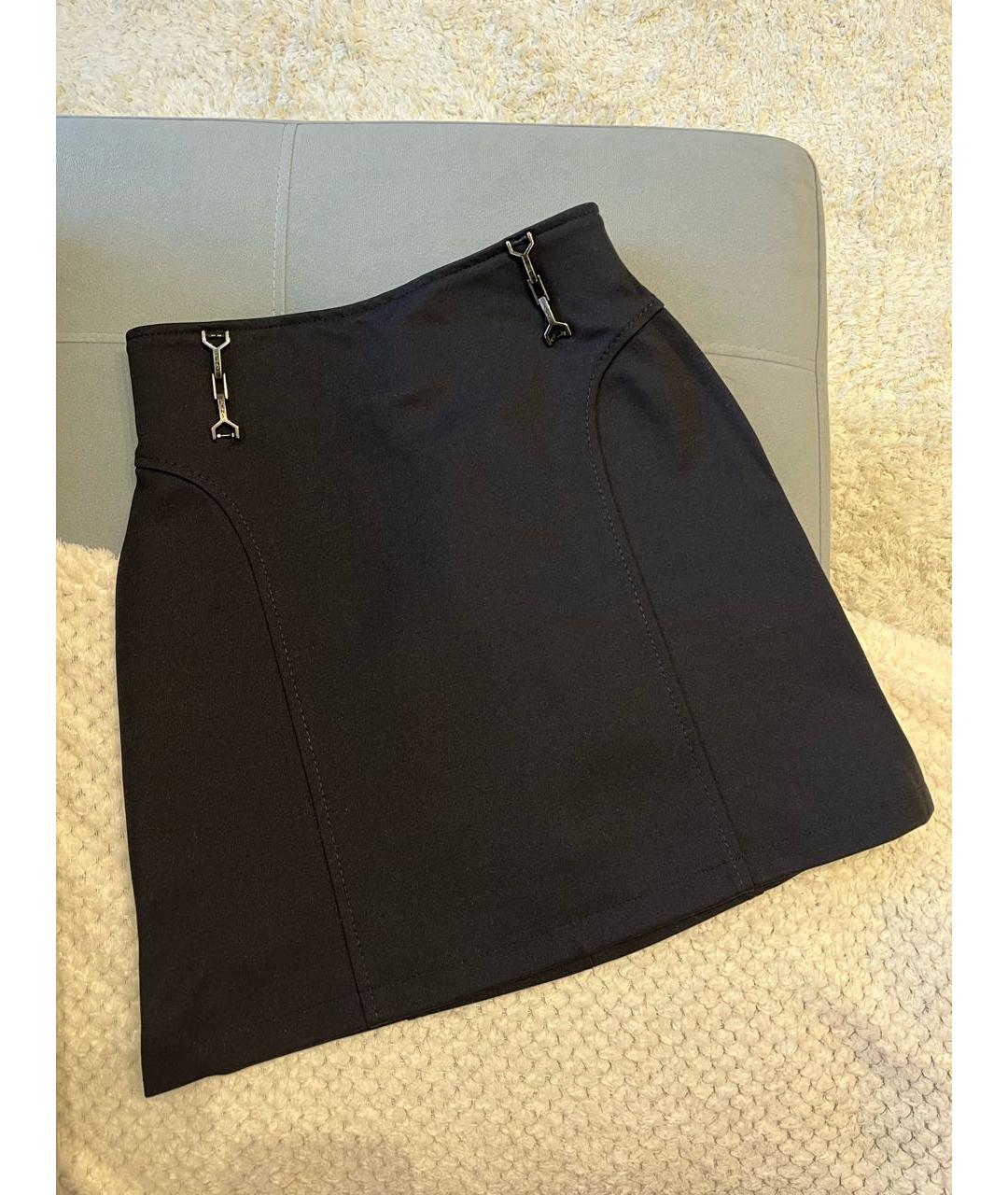 FENDI Черная полиэстеровая юбка мини, фото 2