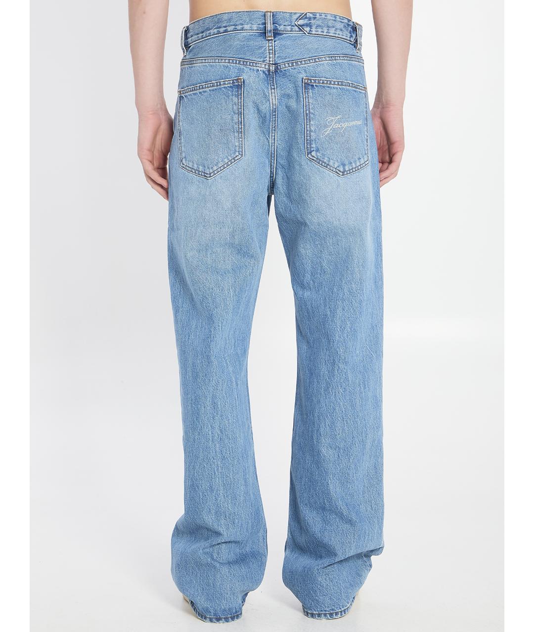 JACQUEMUS Голубые хлопковые прямые джинсы, фото 5