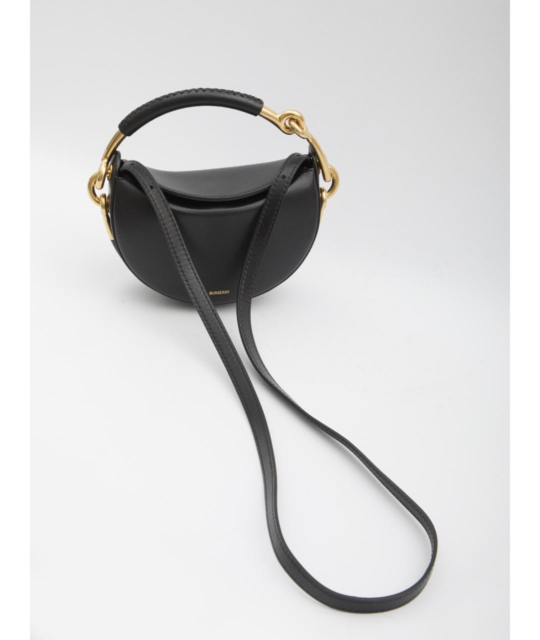 BURBERRY Черная кожаная сумка с короткими ручками, фото 5