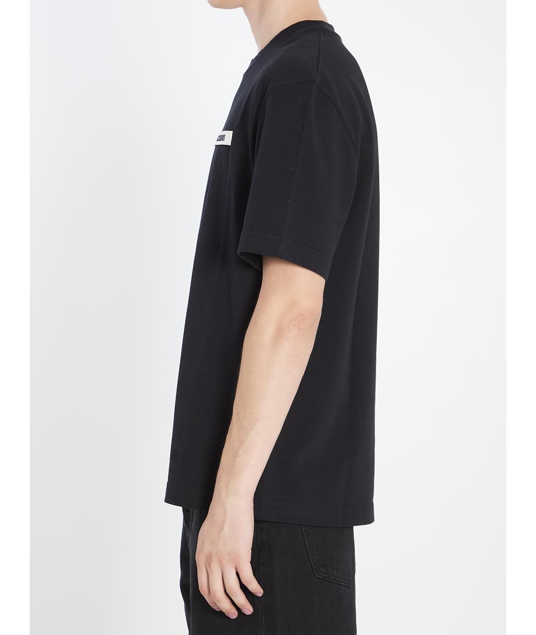 JACQUEMUS Черная хлопковая футболка, фото 4
