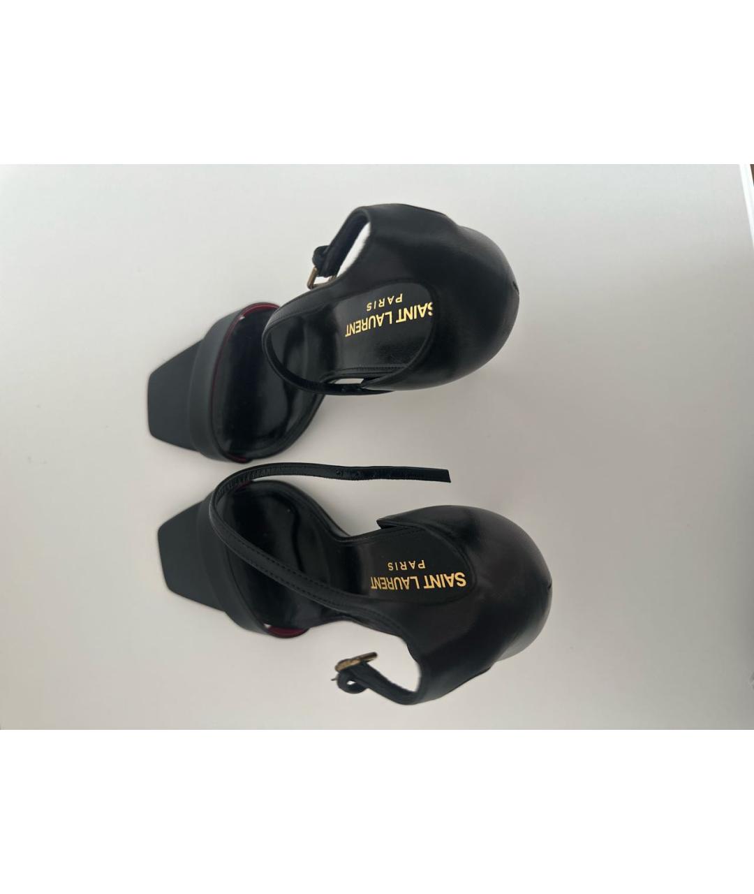 SAINT LAURENT Черные кожаные босоножки, фото 3