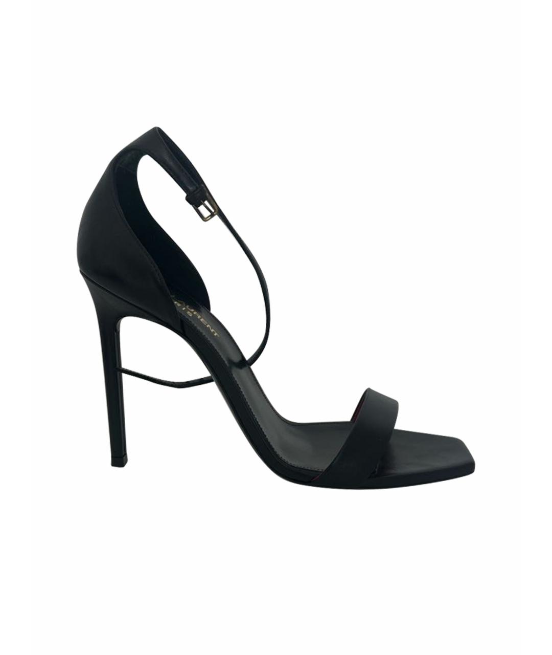 SAINT LAURENT Черные кожаные босоножки, фото 8