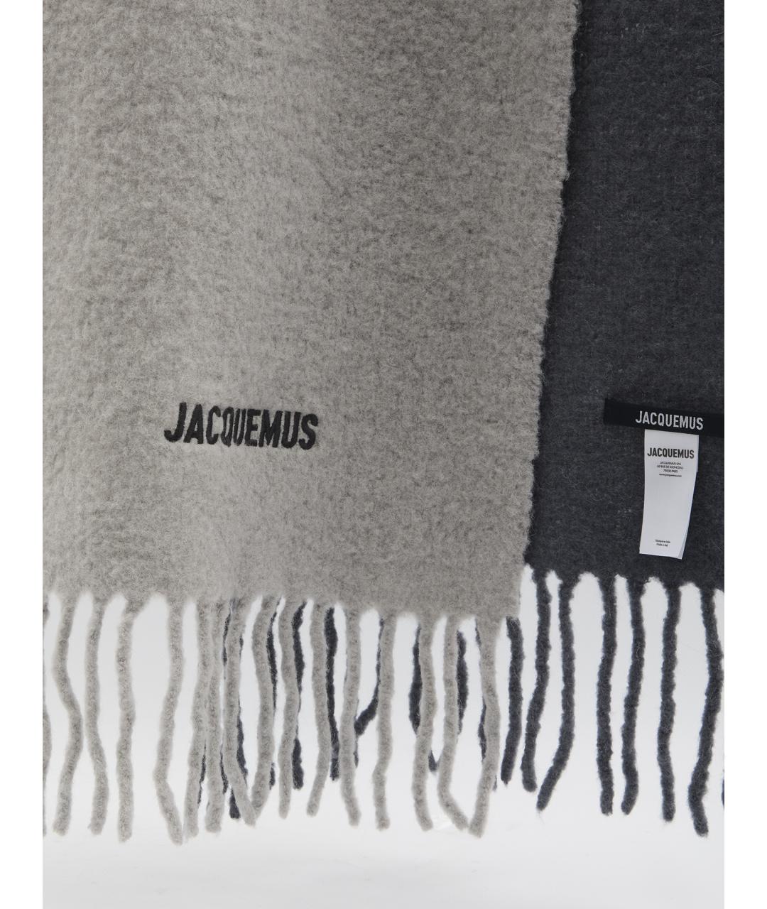 JACQUEMUS Серый шерстяной шарф, фото 3