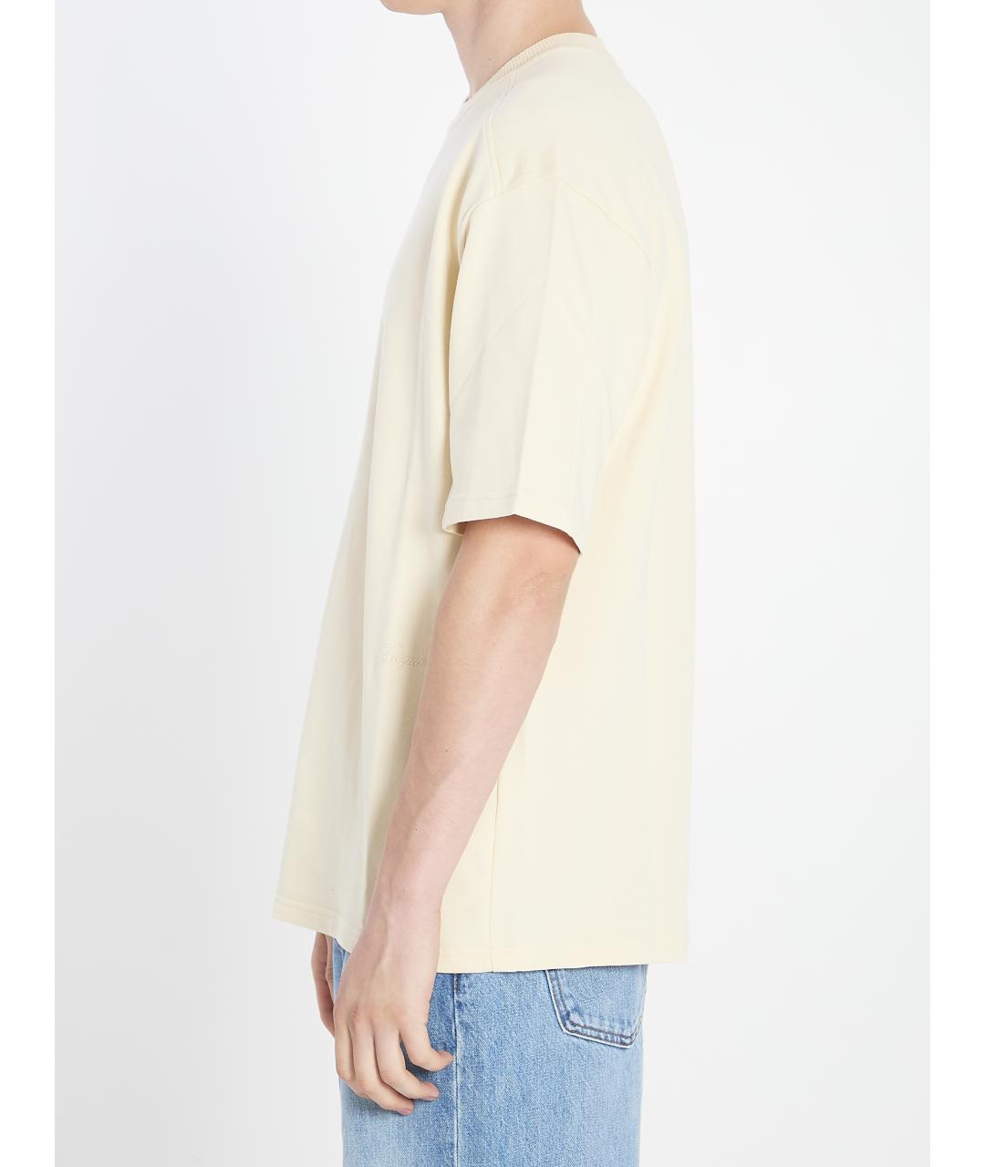 JACQUEMUS Бежевая хлопковая футболка, фото 3