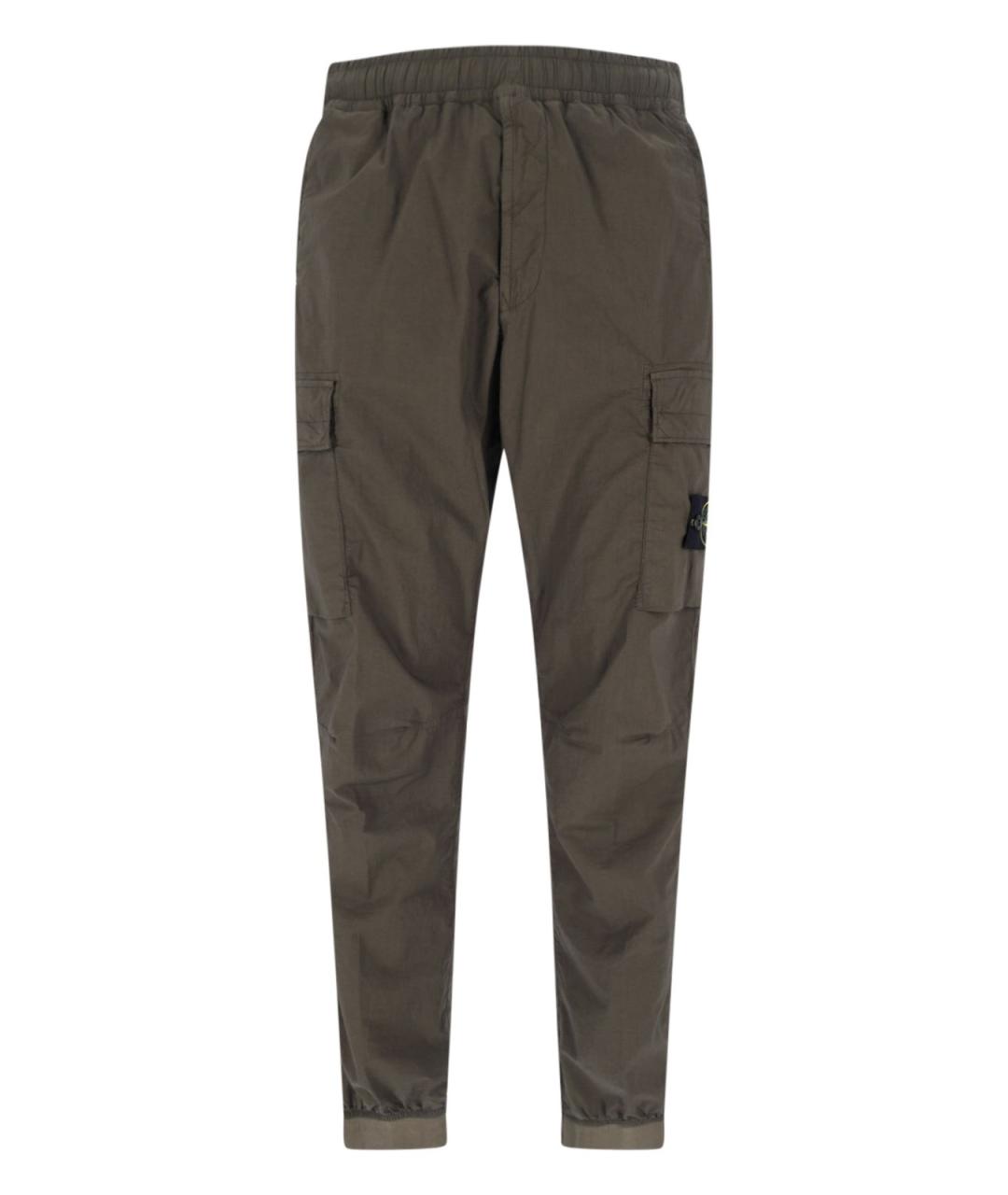 STONE ISLAND Хаки хлопко-эластановые повседневные брюки, фото 1