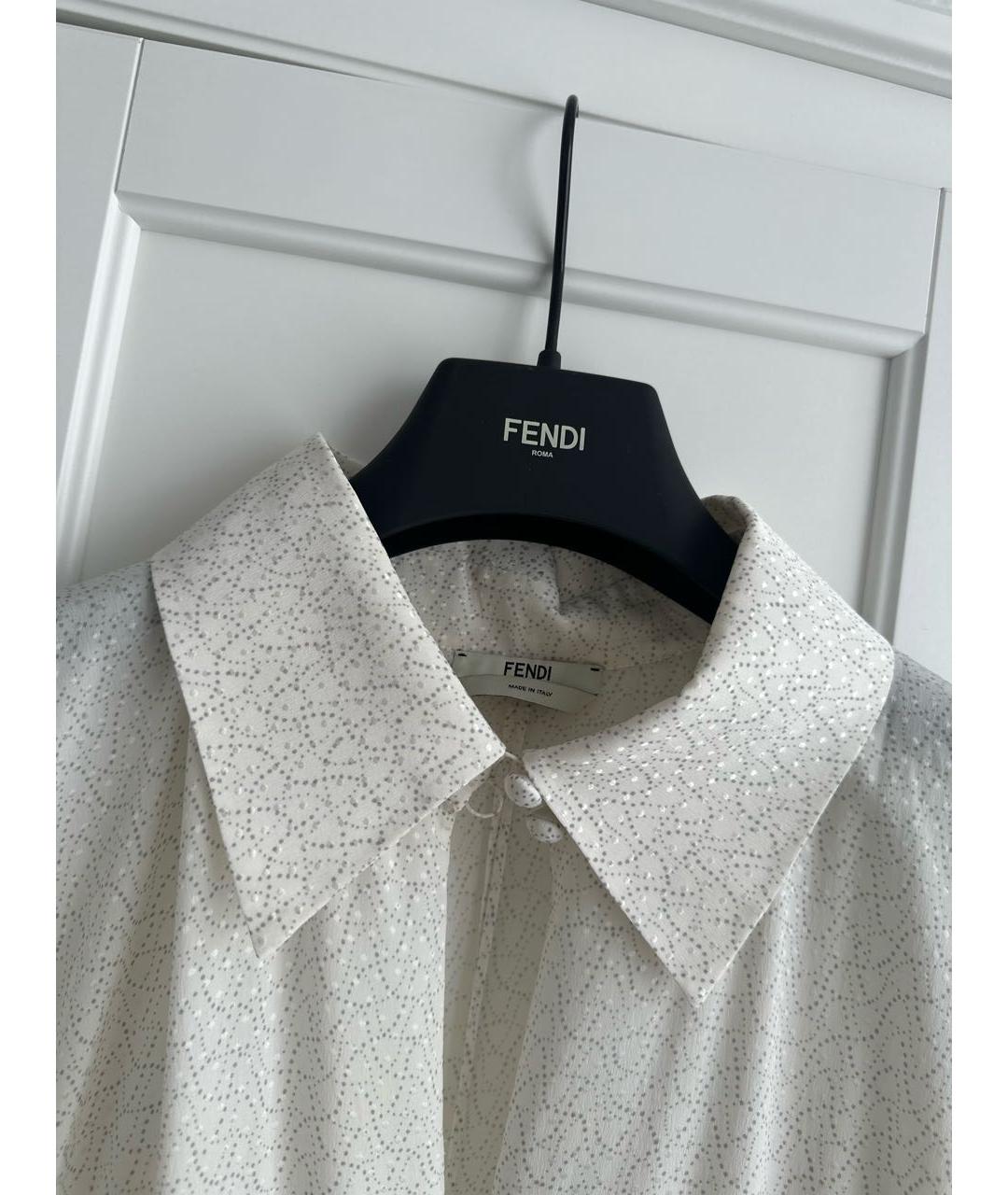 FENDI Белое шелковое повседневное платье, фото 5