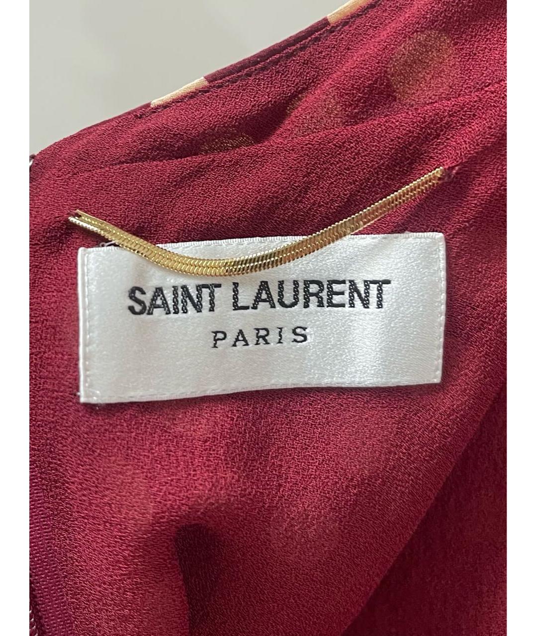 SAINT LAURENT Бордовый шелковый сарафан, фото 3