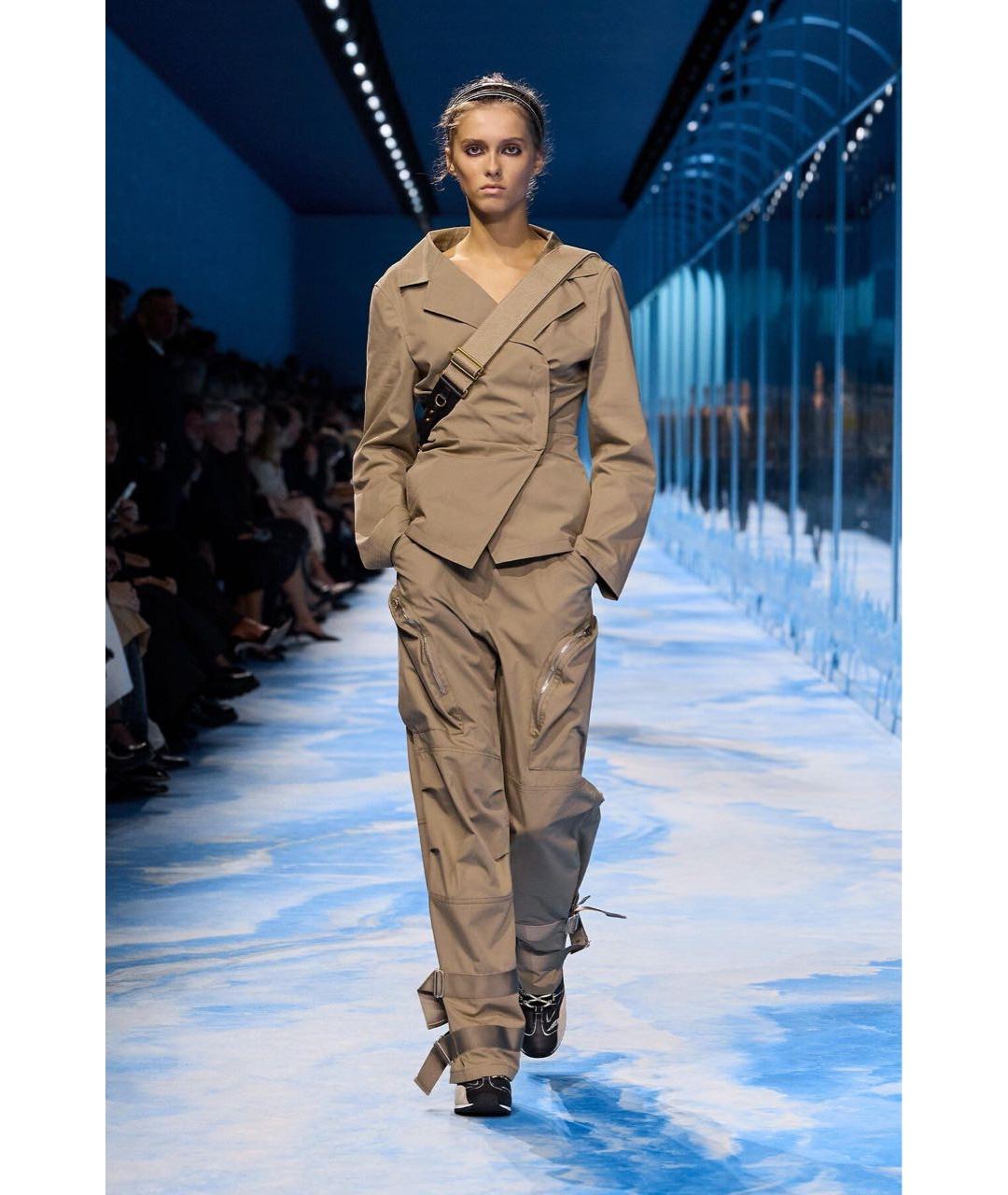 CHRISTIAN DIOR Бежевые хлопковые прямые брюки, фото 3