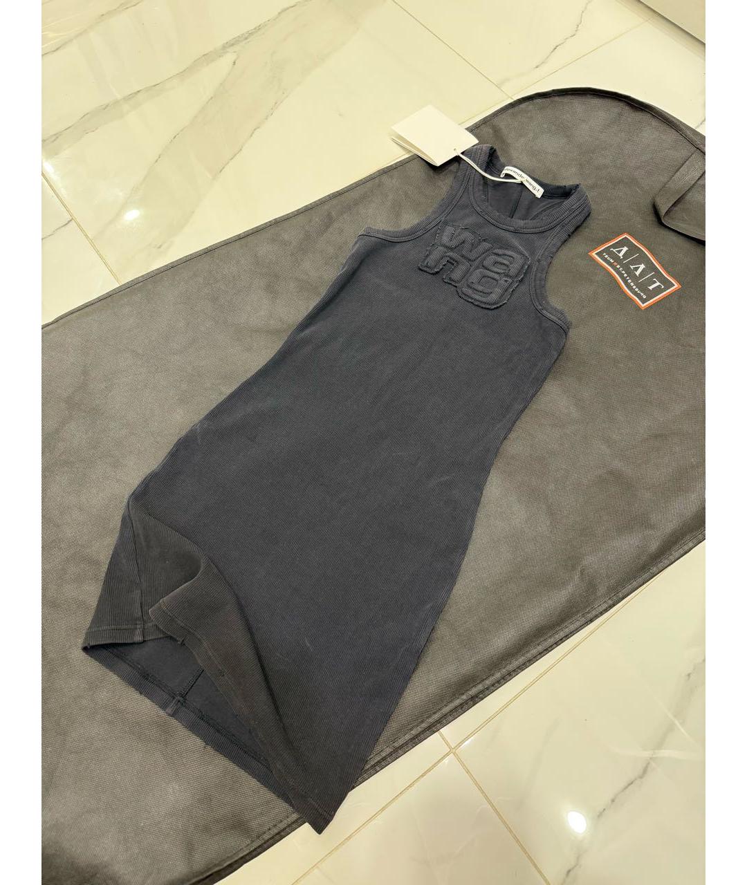 ALEXANDER WANG Антрацитовое хлопковое повседневное платье, фото 2