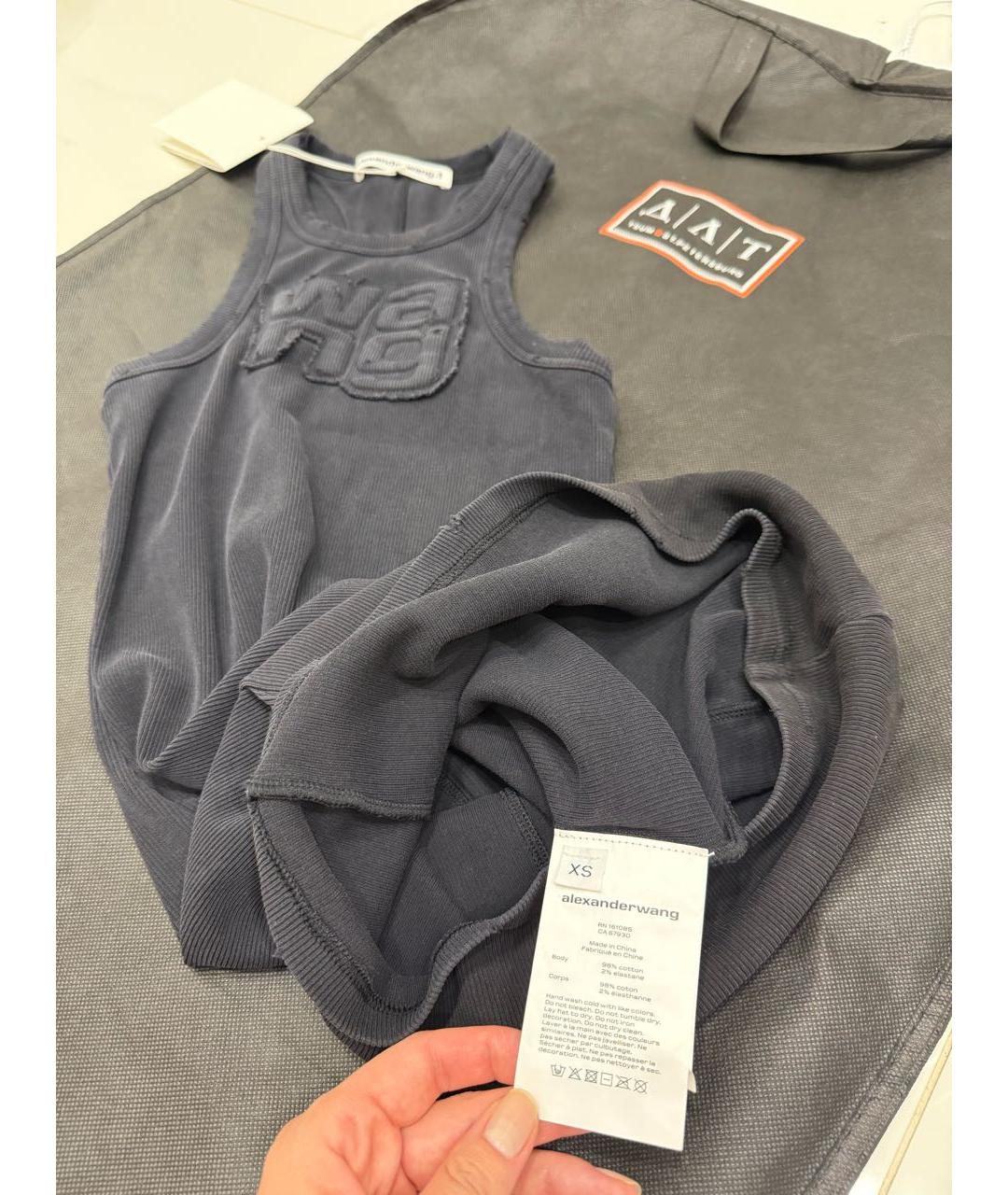 ALEXANDER WANG Антрацитовое хлопковое повседневное платье, фото 5
