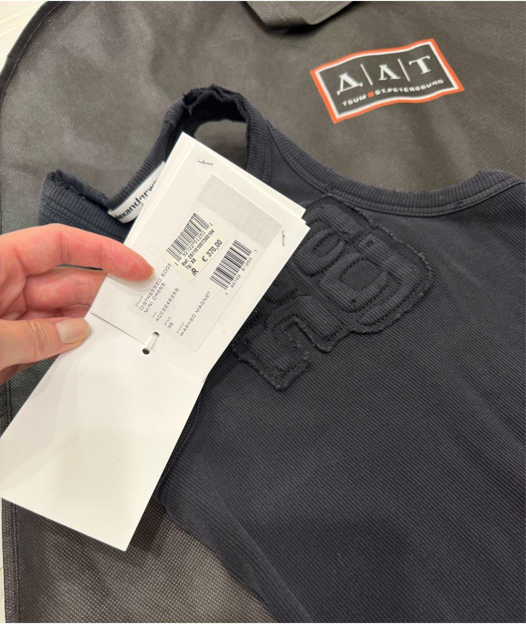 ALEXANDER WANG Антрацитовое хлопковое повседневное платье, фото 6