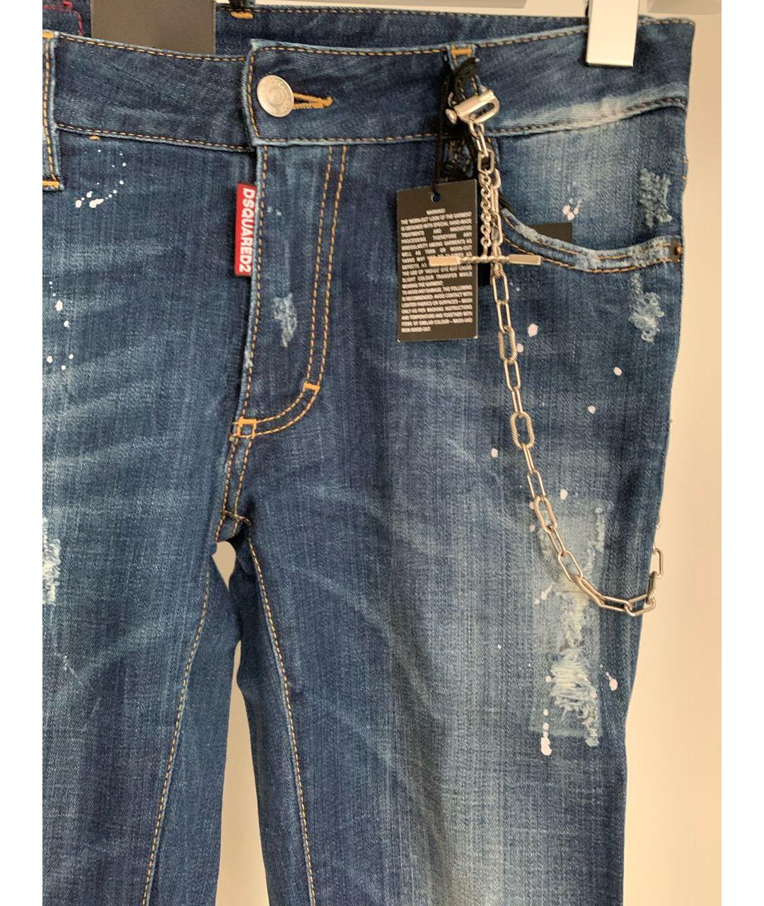DSQUARED2 Синие хлопковые прямые джинсы, фото 4