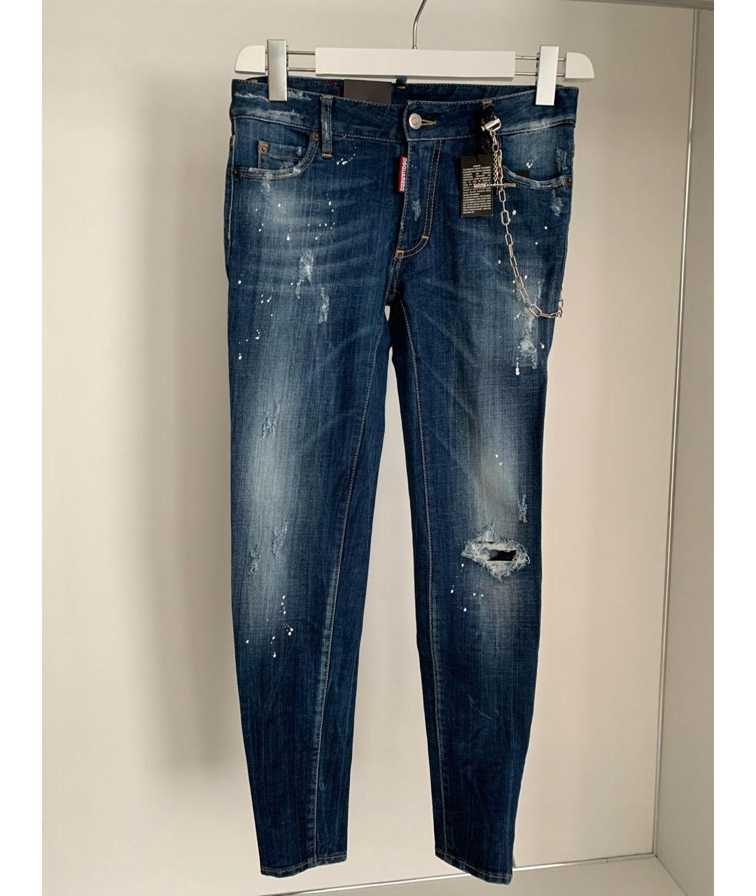 DSQUARED2 Синие хлопковые прямые джинсы, фото 8
