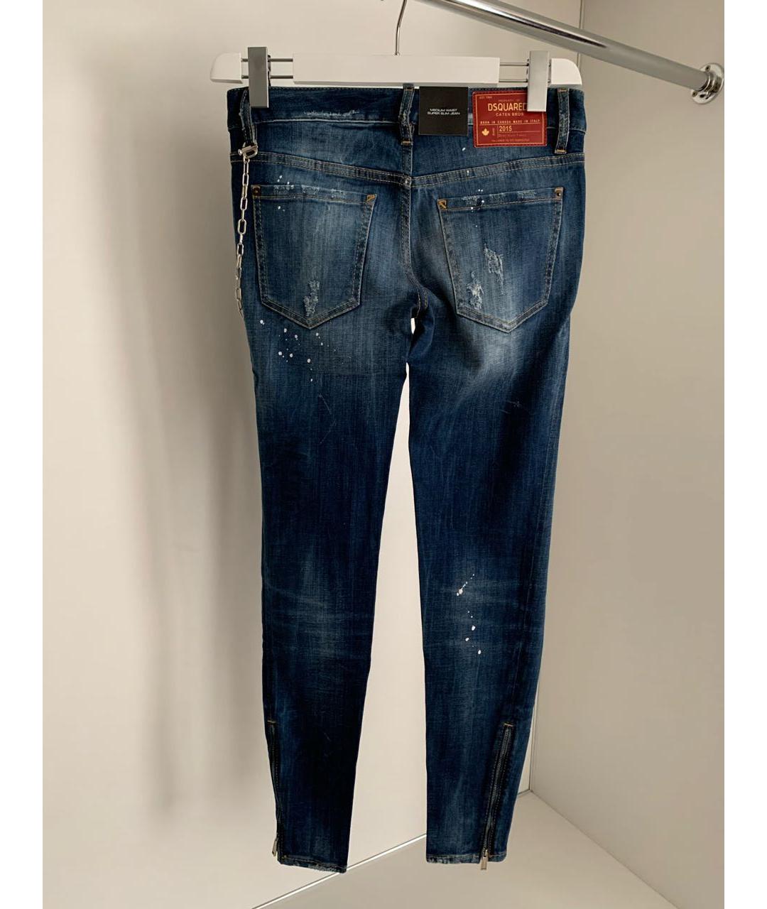 DSQUARED2 Синие хлопковые прямые джинсы, фото 2