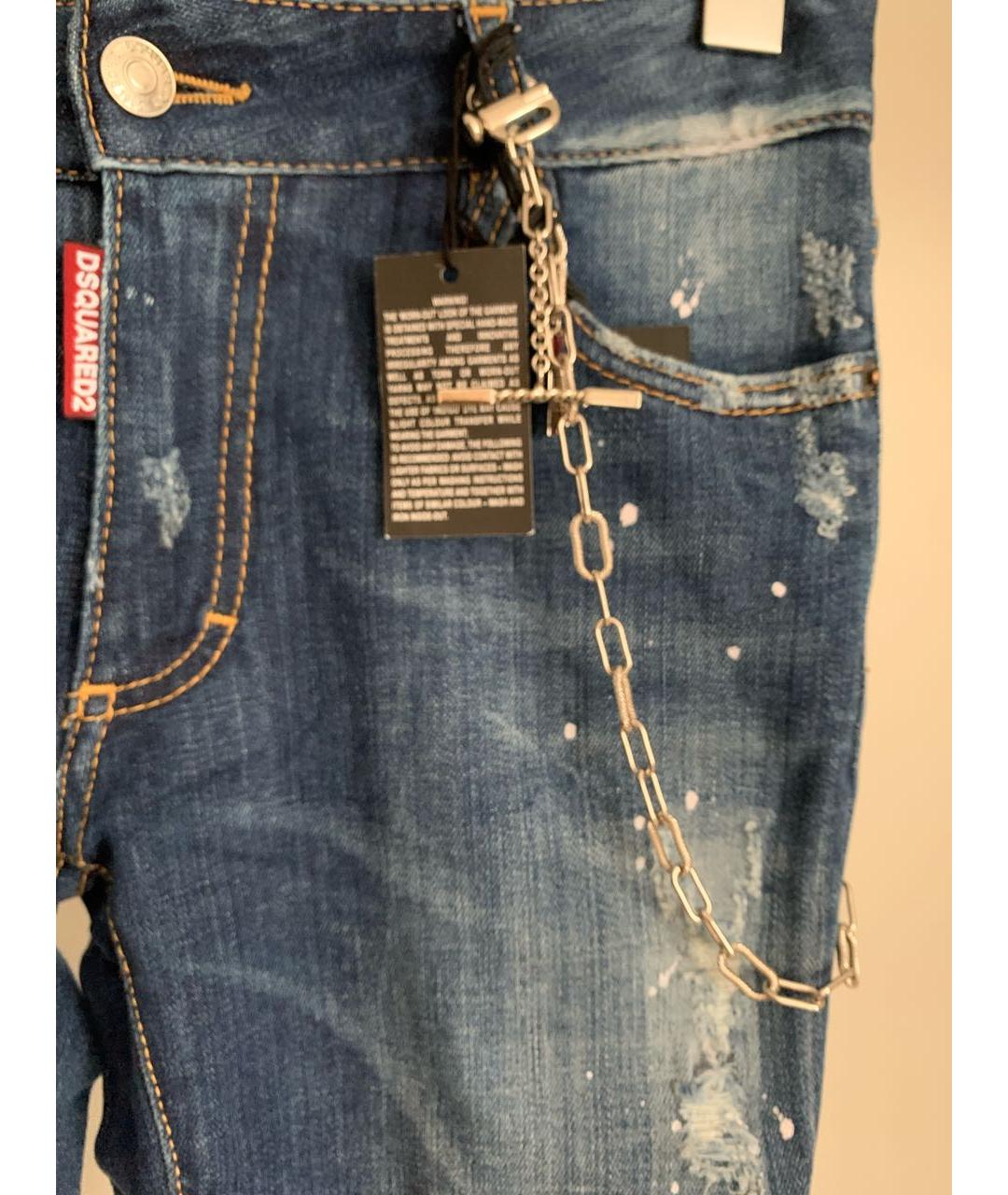 DSQUARED2 Синие хлопковые прямые джинсы, фото 7