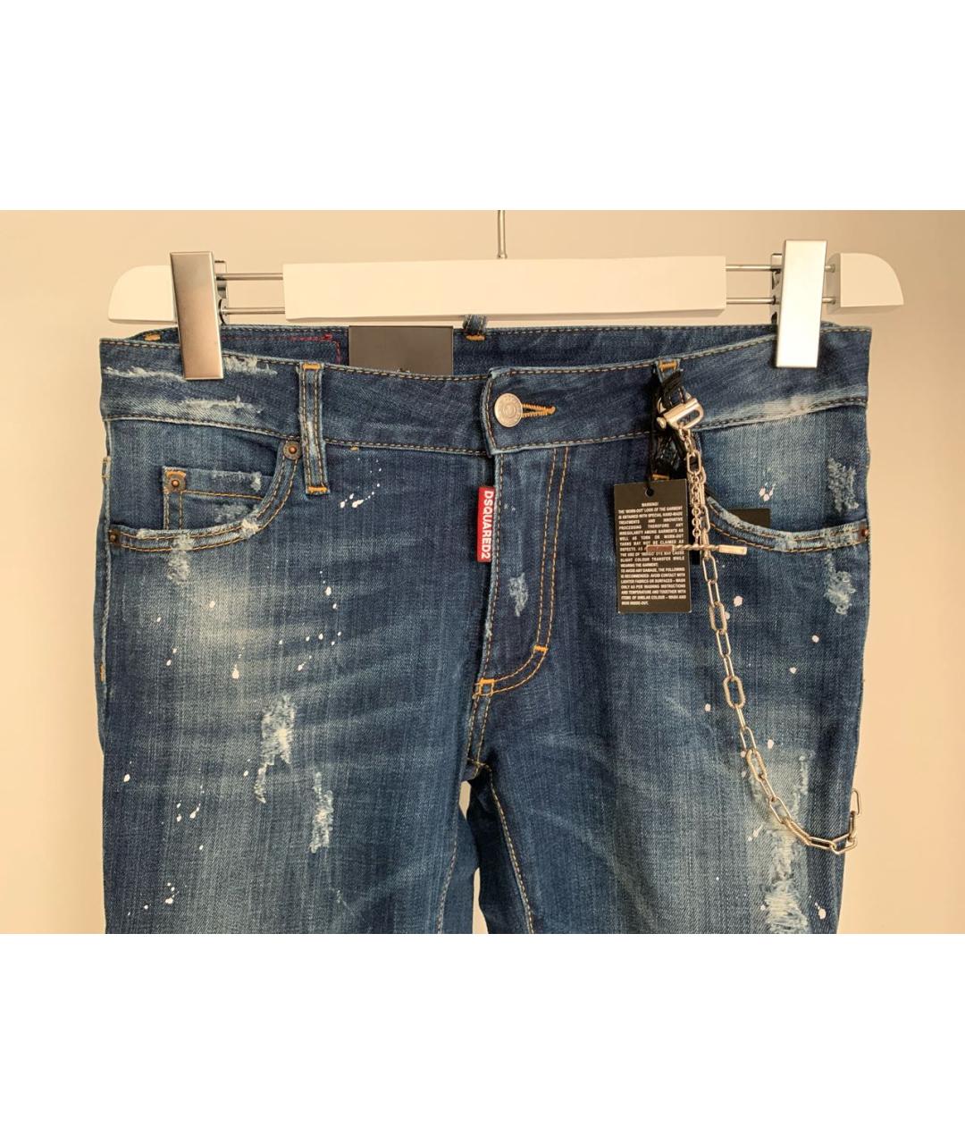 DSQUARED2 Синие хлопковые прямые джинсы, фото 3
