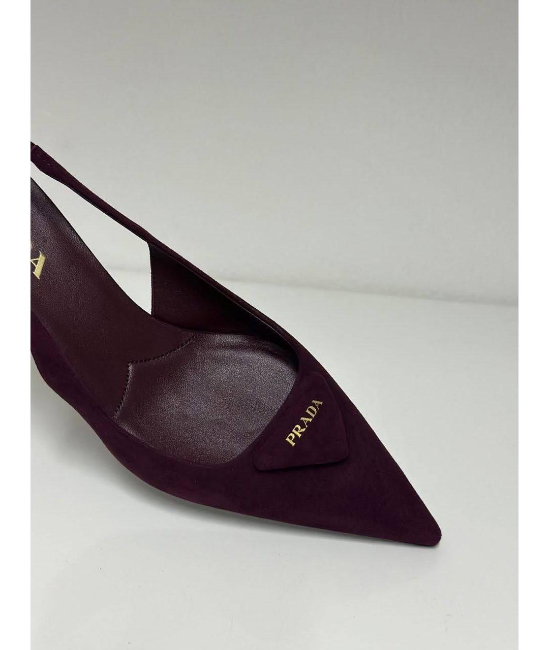 PRADA Бордовые замшевые туфли, фото 7