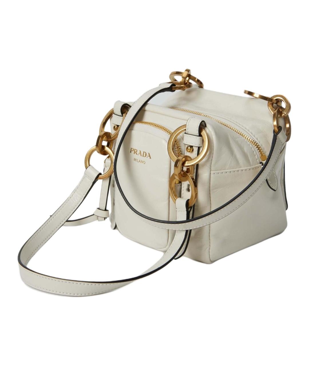 PRADA Белая кожаная сумка с короткими ручками, фото 2