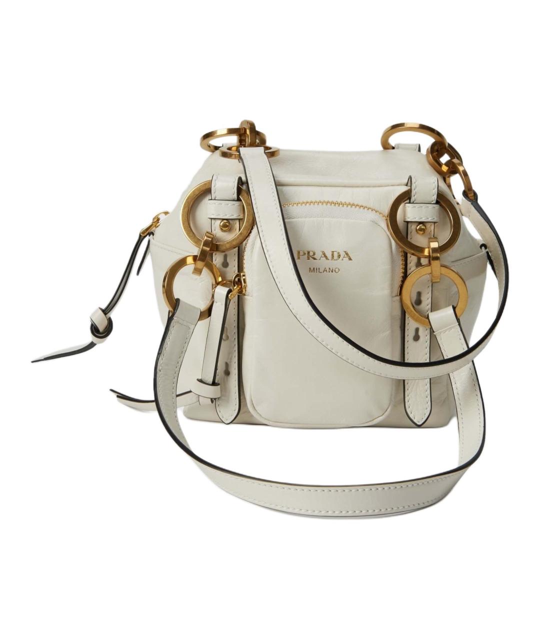 PRADA Белая кожаная сумка с короткими ручками, фото 1