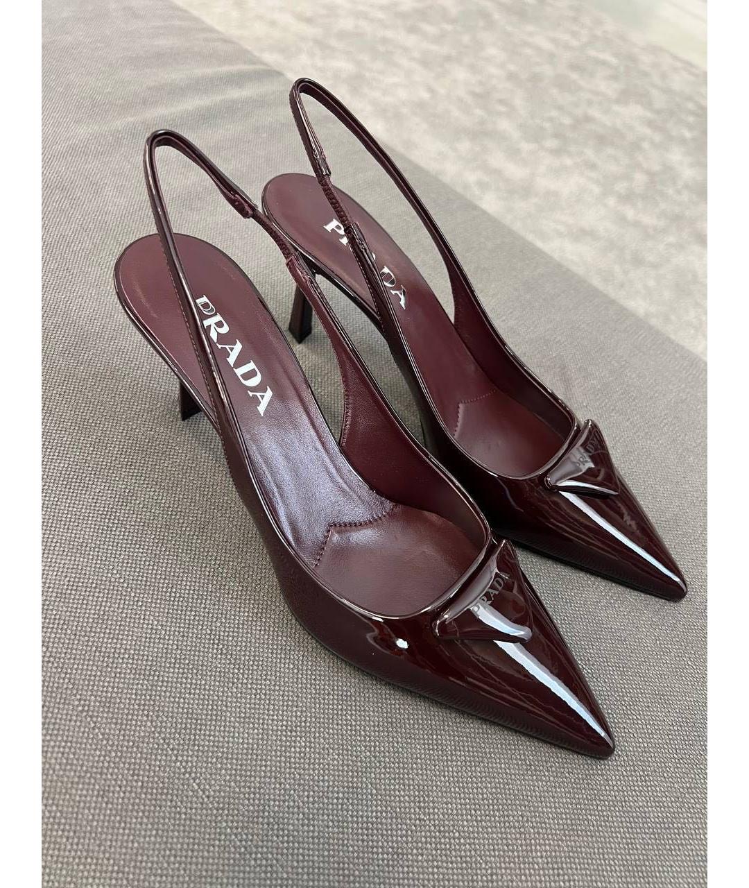 PRADA Бордовые туфли из лакированной кожи, фото 7