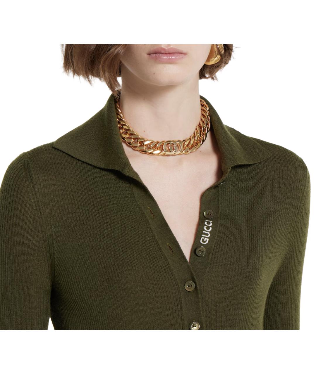 GUCCI Хаки кашемировый джемпер / свитер, фото 4