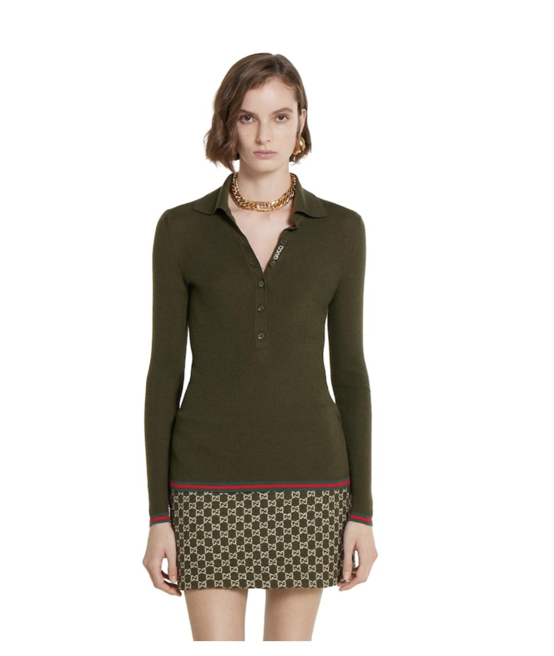 GUCCI Хаки кашемировый джемпер / свитер, фото 2