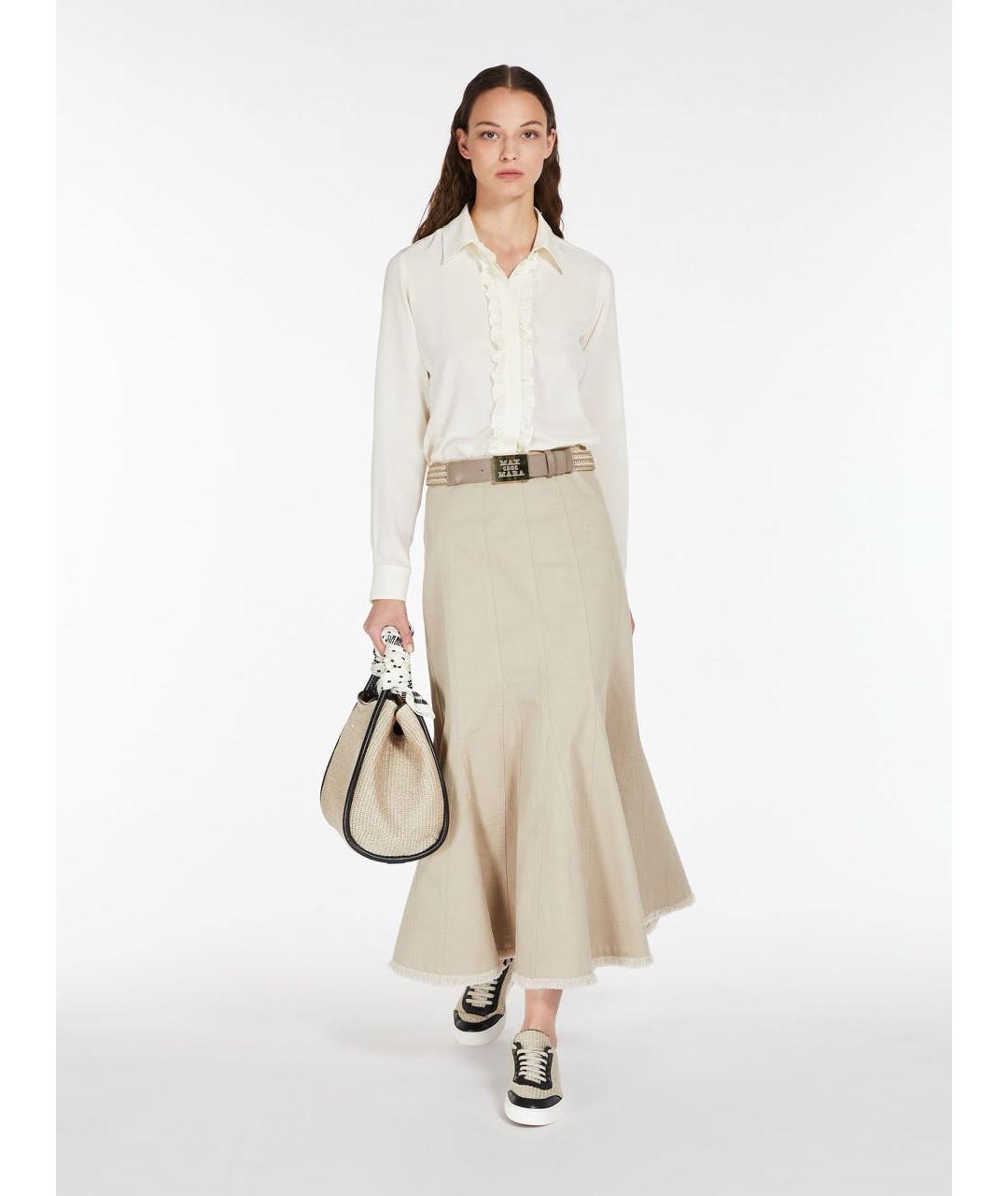 MAX MARA Бежевая хлопковая юбка миди, фото 5