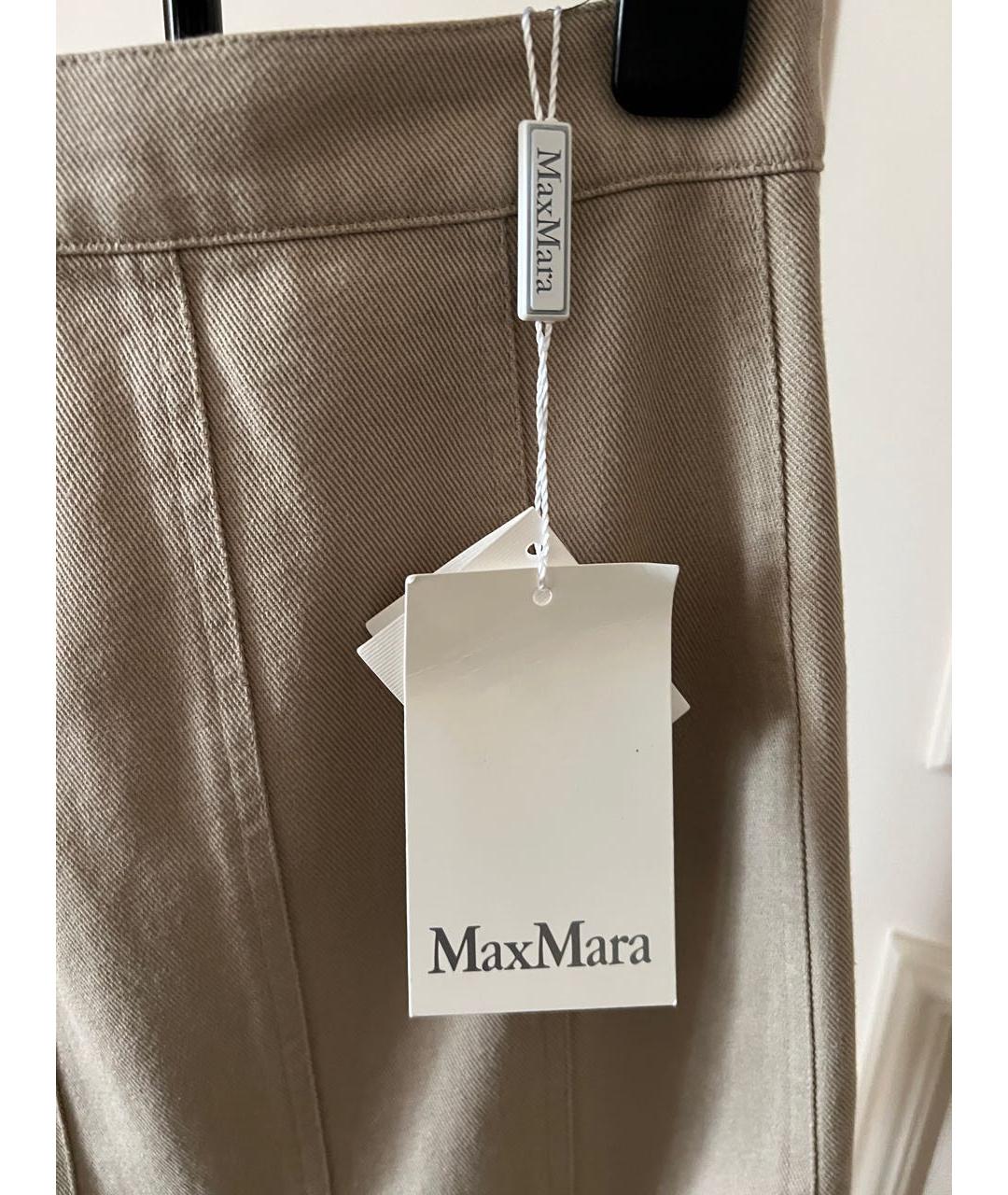MAX MARA Бежевая хлопковая юбка миди, фото 7