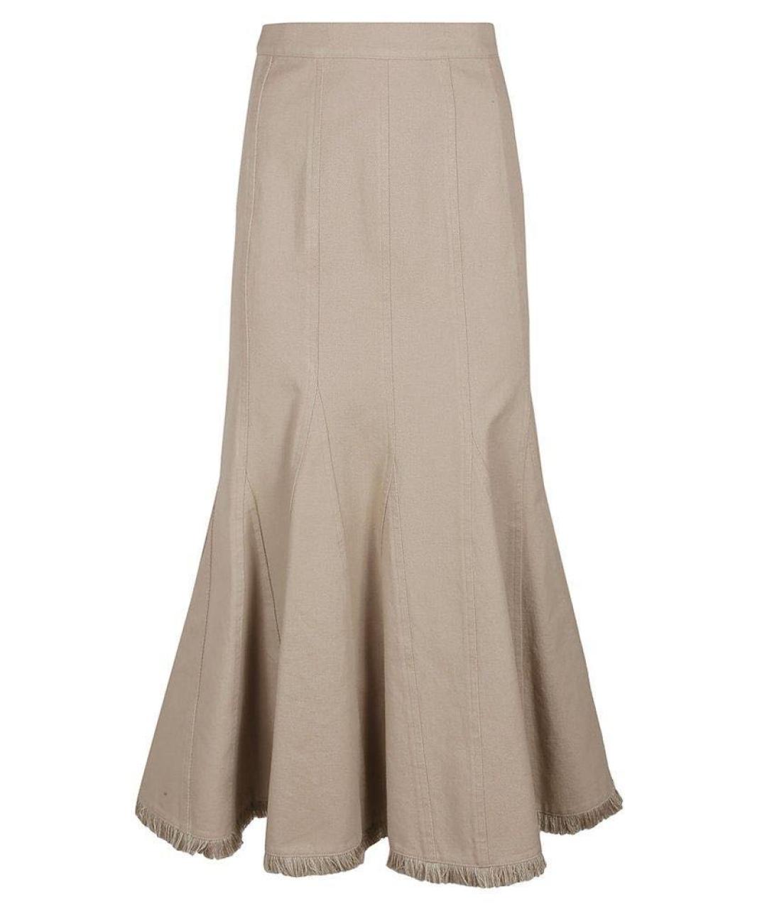 MAX MARA Бежевая хлопковая юбка миди, фото 1