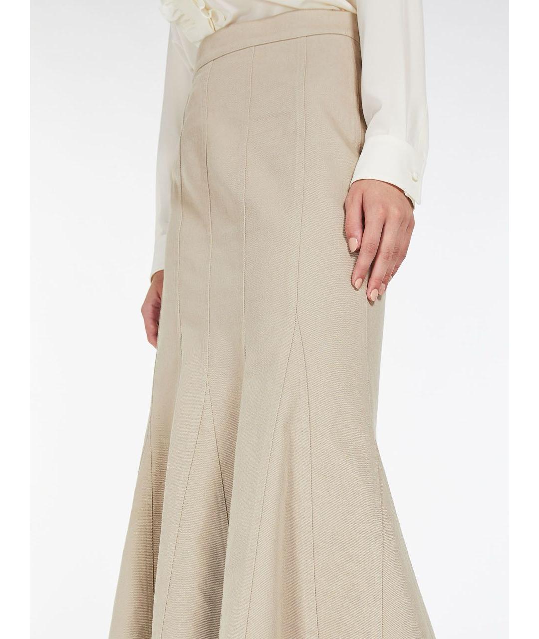 MAX MARA Бежевая хлопковая юбка миди, фото 3