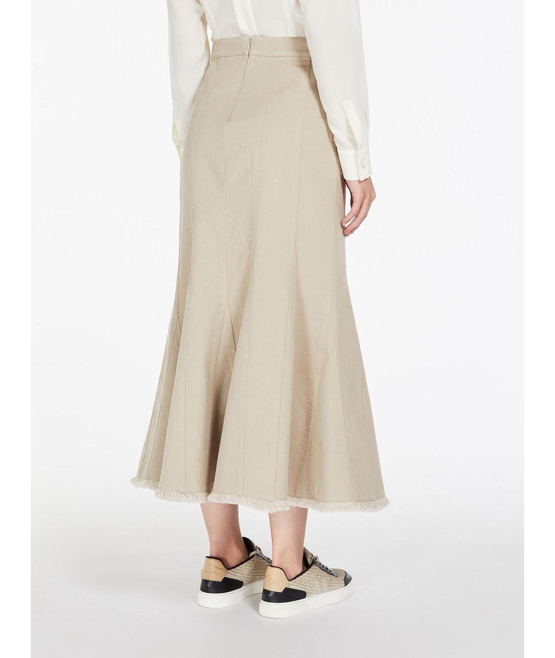 MAX MARA Бежевая хлопковая юбка миди, фото 4
