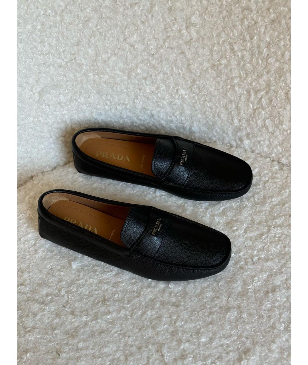 PRADA Черные кожаные мокасины, фото 5