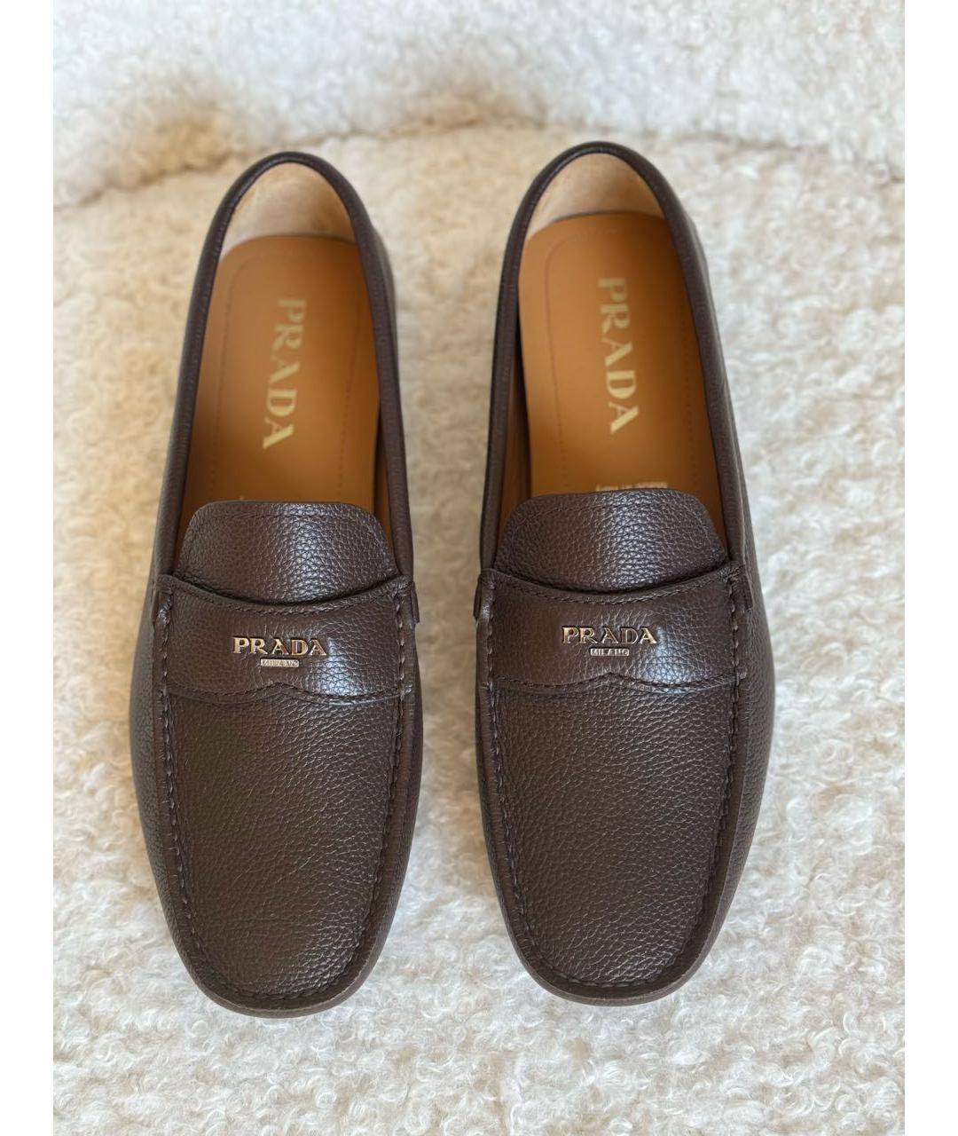 PRADA Коричневые кожаные мокасины, фото 2