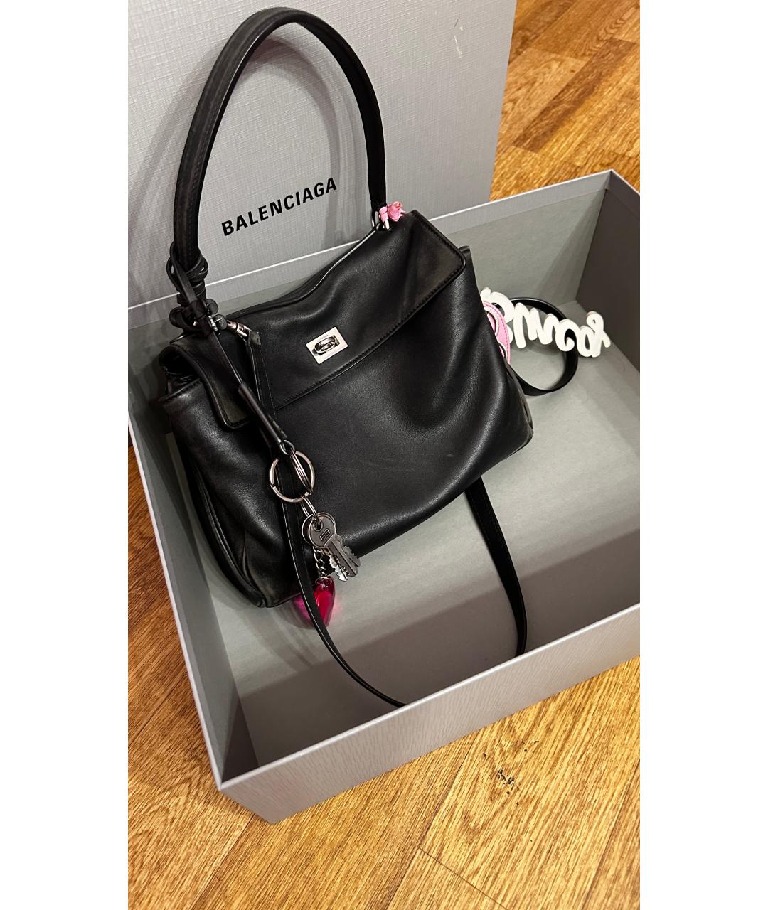 BALENCIAGA Черная кожаная сумка с короткими ручками, фото 2