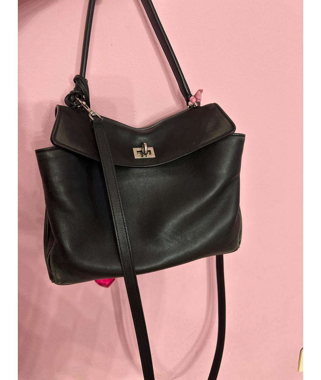BALENCIAGA Черная кожаная сумка с короткими ручками, фото 4