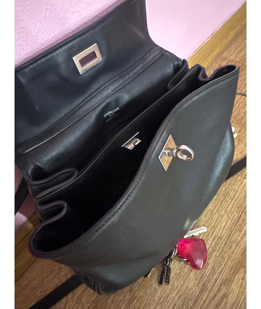 BALENCIAGA Черная кожаная сумка с короткими ручками, фото 5
