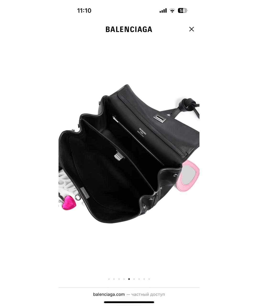 BALENCIAGA Черная кожаная сумка с короткими ручками, фото 6