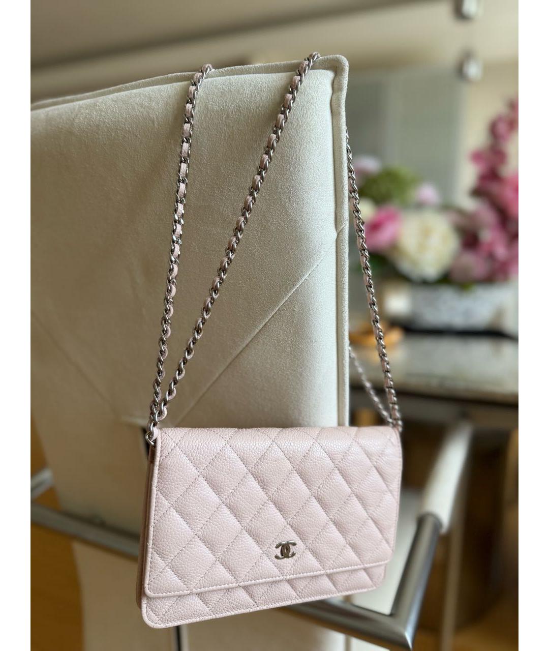CHANEL Розовая кожаная сумка через плечо, фото 8