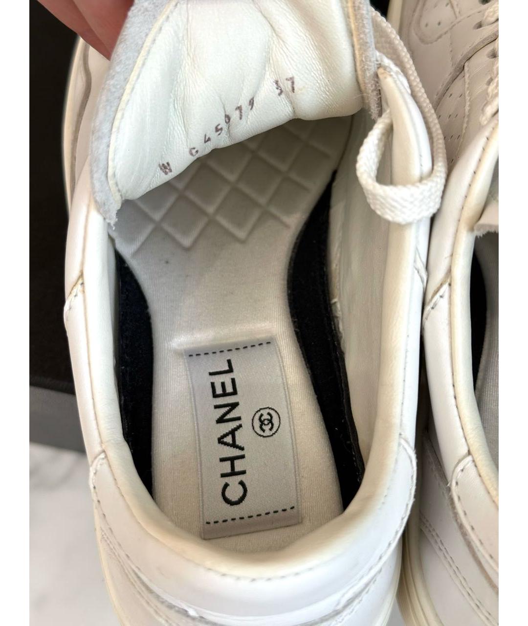 CHANEL Белые кожаные кеды, фото 8