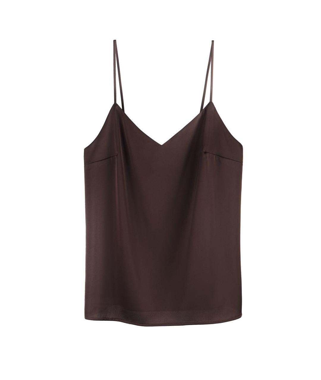 MAX MARA Коричневая шелковая майка, фото 1