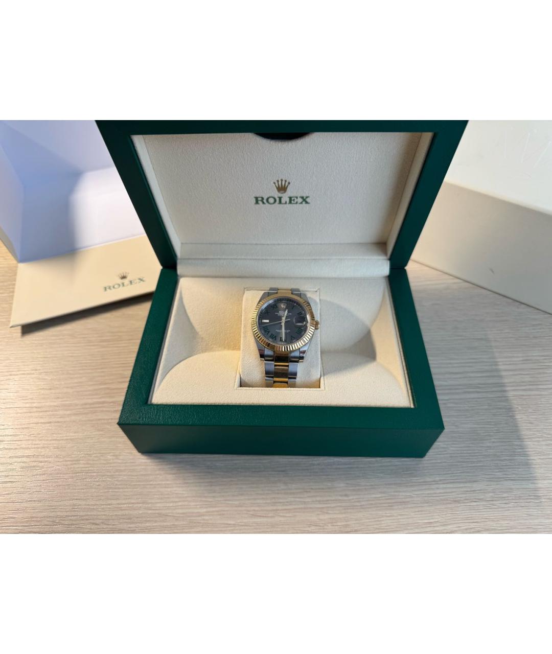 ROLEX Антрацитовые часы из желтого золота, фото 2