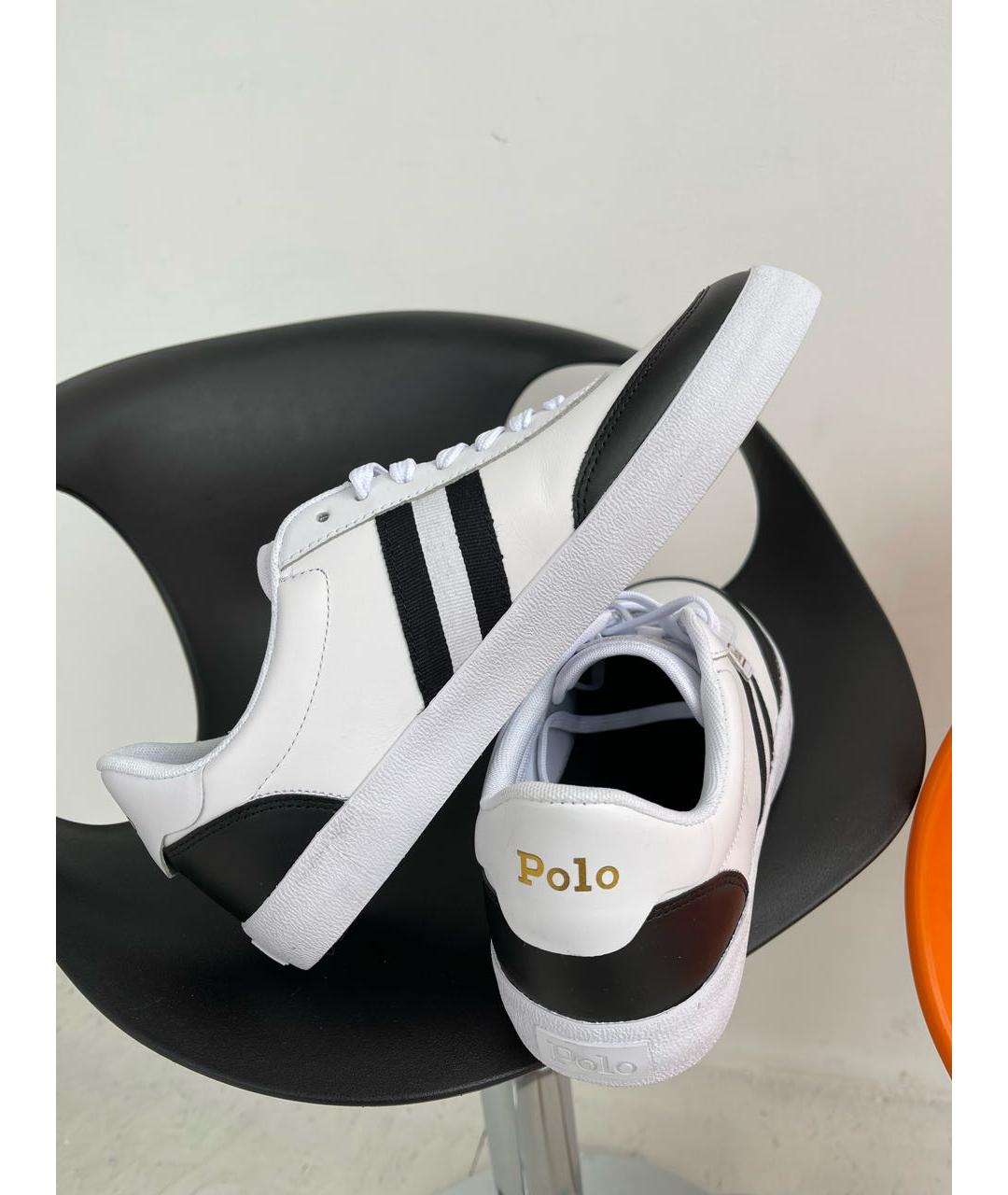 POLO RALPH LAUREN Белые кожаные низкие кроссовки / кеды, фото 3
