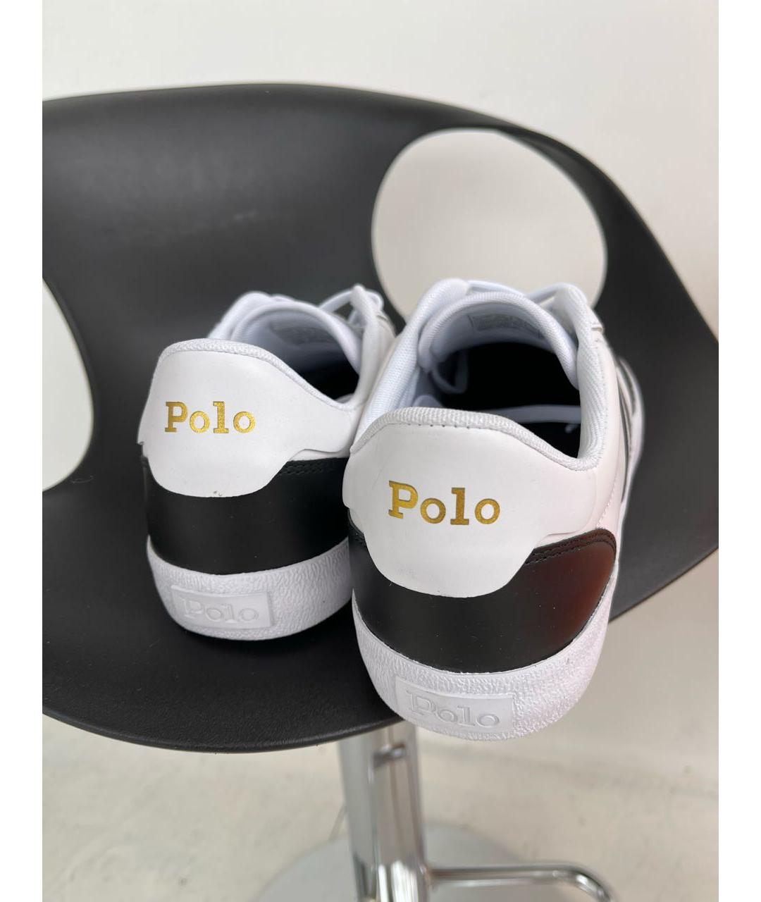 POLO RALPH LAUREN Белые кожаные низкие кроссовки / кеды, фото 4