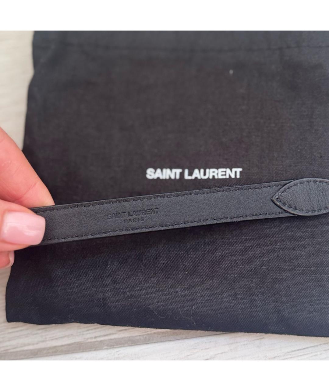 SAINT LAURENT Черный кожаный ремень, фото 4
