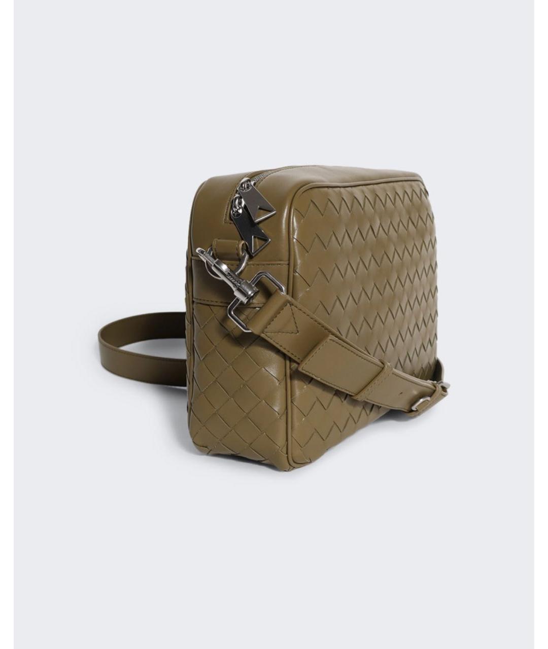 BOTTEGA VENETA Хаки кожаная сумка на плечо, фото 3